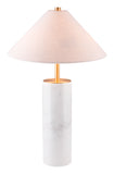 Zuo Modern Ciara Steel, Polyester, Marble Modern Commercial Grade Table Lamp Beige, White Steel, Polyester, Marble