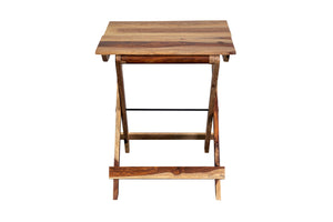 Porter Designs Sheesham Accents Solid Wood Square Foldable Natural End Table Natural 07-116-01-0246