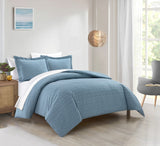 Tyson Blue Queen 3pc Duvet Set