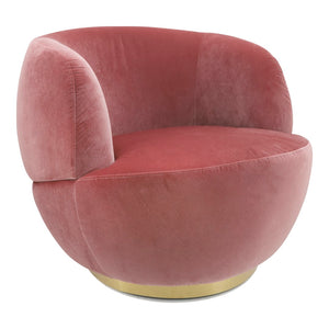 Sagebrook Home Contemporary Velveteen Swivel Chair With Gold Base, Pink 16494-01 Pink Stainless Steel