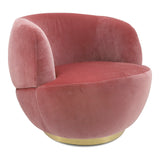 Contemporary Velveteen Swivel Chair With Gold Base, Pink