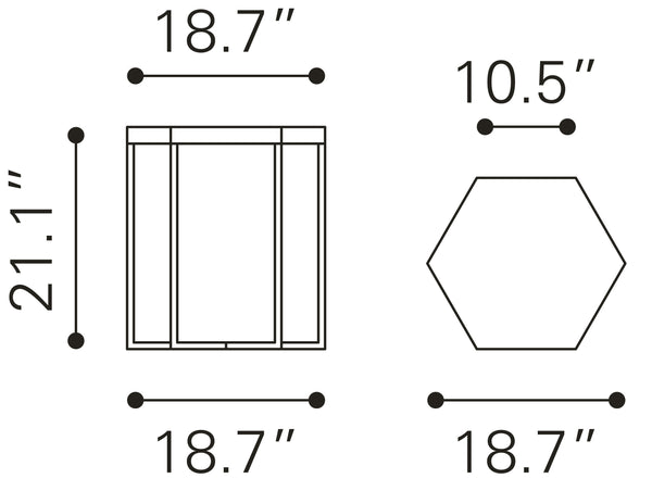 Zuo Modern Forma MDF, Steel Modern Commercial Grade Side Table Multicolor, Silver MDF, Steel