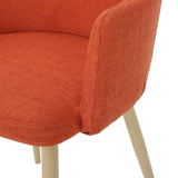 Zeila Mid Century Modern Muted Orange Fabric Dining Chair with Light Brown Wood Finished Metal Legs Noble House