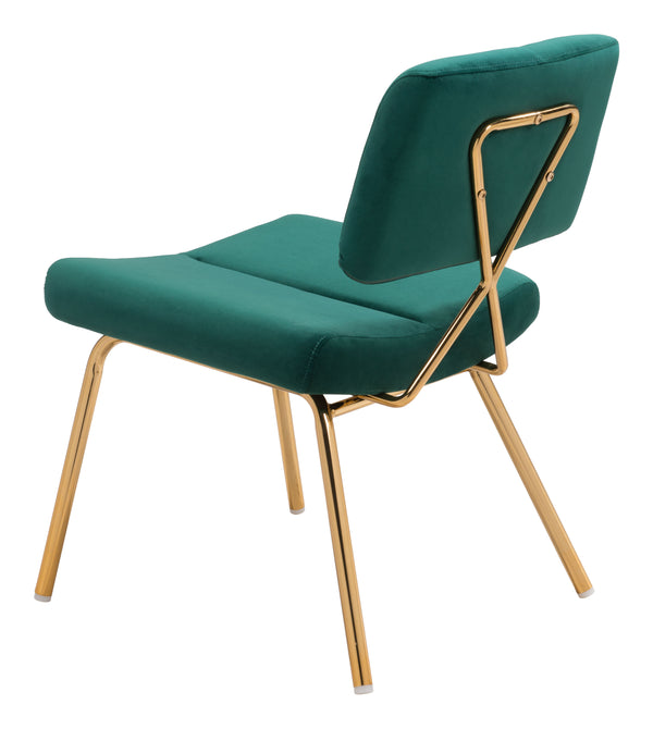 Zuo Modern Nicole 100% Polyester, Plywood, Steel Modern Commercial Grade Dining Chair Set - Set of 2 Green, Gold 100% Polyester, Plywood, Steel