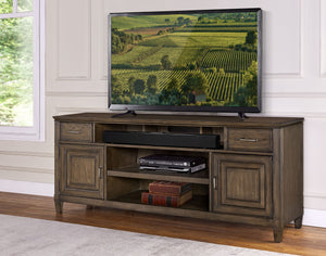 Newport 74" TV Console - Handcrafted Oak Finish with Storage, Wire Management & Soundbar Space
