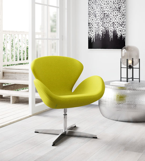 Zuo Modern Pori 100% Polyester, Steel Modern Commercial Grade Occasional Chair Green, Silver 100% Polyester, Steel