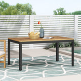 Doheny Outdoor Aluminum Dining Table, Natural and Black Noble House