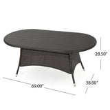 Noble House Corsica Multi Brown PE Oval Dining Table