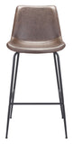 Zuo Modern Byron 100% Polyurethane, Plywood, Steel Modern Commercial Grade Barstool Brown, Black 100% Polyurethane, Plywood, Steel