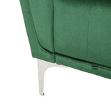 Chopline Modern Glam 3 Seater Velvet Sofa, Emerald and Silver Noble House