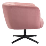 Zuo Modern Elia 100% Polyester, Plywood, Steel Modern Commercial Grade Accent Chair Pink, Black 100% Polyester, Plywood, Steel