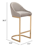 English Elm EE2773 100% Polyester, Plywood, Steel Modern Commercial Grade Bar Chair Gray, Gold 100% Polyester, Plywood, Steel