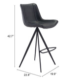 English Elm EE2649 100% Polyurethane, Plywood, Steel Modern Commercial Grade Bar Chair Set - Set of 2 Black 100% Polyurethane, Plywood, Steel