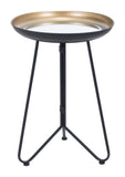 Zuo Modern Foley Glass, Steel Modern Commercial Grade Accent Table Gold, Black Glass, Steel