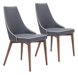 Zuo Modern Moor 100% Polyurethane, Plywood, Birch Wood Mid Century Commercial Grade Dining Chair Set - Set of 2 Dark Gray, Brown 100% Polyurethane, Plywood, Birch Wood