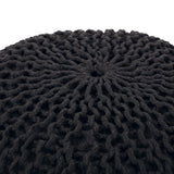 Abena Modern Knitted Cotton Round Pouf, Dark Gray Noble House