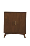 Alpine Furniture Flynn Small Bar Cabinet, Walnut 966WAL-17 Walnut Mahogany Solids & Veneer 32 x 19 x 36