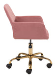 Zuo Modern Athair 100% Polyester, Plywood, Steel Modern Commercial Grade Office Chair Pink, Gold 100% Polyester, Plywood, Steel