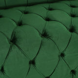 Sagewood Contemporary Velvet Tufted 3 Seater Sofa, Emerald and Espresso Noble House