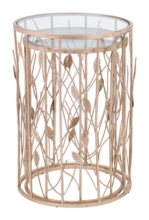 Zuo Modern Set Tempered Glass, Steel Modern Commercial Grade Side Table Set Gold, Clear Tempered Glass, Steel