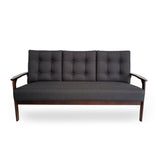 Christopher Knight Home® Duluth Mid Century Waffle Stitch Tufted Accent Sofa with Rubberwood Legs - Black and Walnut Finish