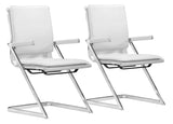 Zuo Modern Lider 100% Polyurethane, Steel Modern Commercial Grade Conference Chair Set - Set of 2 White, Silver 100% Polyurethane, Steel