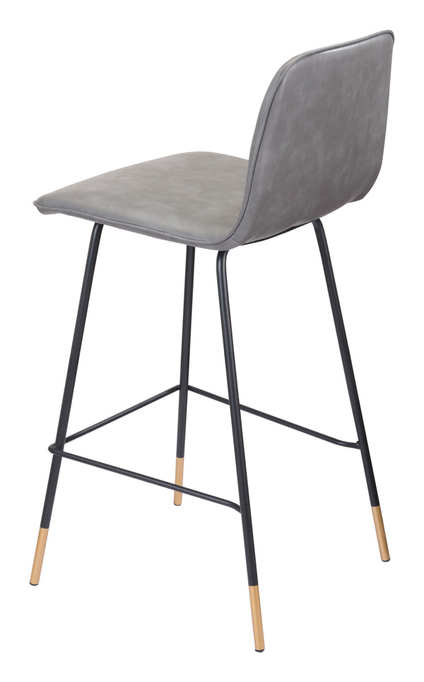 Zuo Modern Var 100% Polyurethane, Plywood, Steel Modern Commercial Grade Counter Stool Gray, Black, Gold 100% Polyurethane, Plywood, Steel
