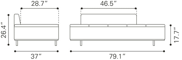 Zuo Modern Confection 100% Polyurethane, Plywood, Steel Modern Commercial Grade Sofa Brown, Black 100% Polyurethane, Plywood, Steel