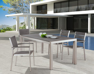 Zuo Modern Metropolitan Aluminum, Polyethylene Modern Commercial Grade Arm Chair Set - Set of 2 Gray, Silver Aluminum, Polyethylene