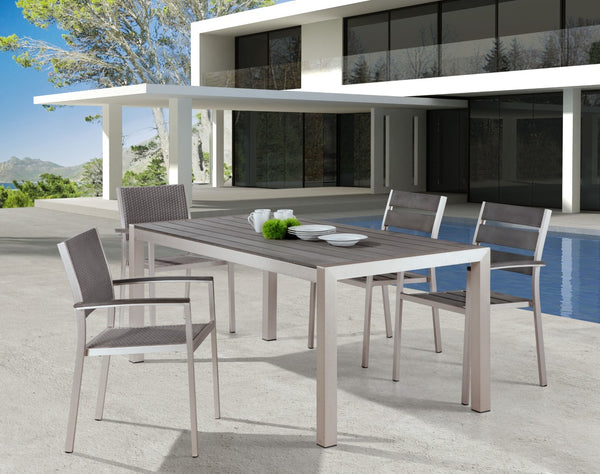 Zuo Modern Metropolitan Aluminum, Polyethylene Modern Commercial Grade Arm Chair Set - Set of 2 Gray, Silver Aluminum, Polyethylene