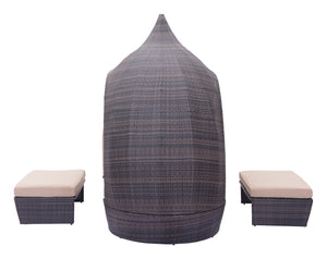 Zuo Modern Majorca 100% Olefin, Polyethylene, Aluminum Modern Commercial Grade Daybed Brown, Beige 100% Olefin, Polyethylene, Aluminum