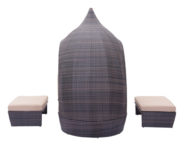 Zuo Modern Majorca 100% Olefin, Polyethylene, Aluminum Modern Commercial Grade Daybed Brown, Beige 100% Olefin, Polyethylene, Aluminum