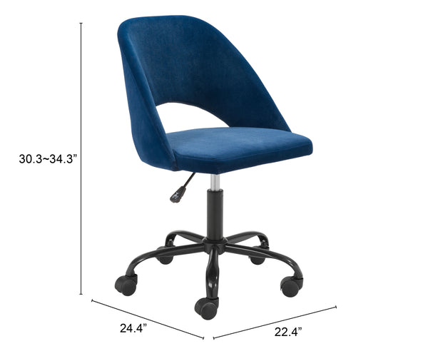 Zuo Modern Treibh 100% Polyester, Plywood, Steel Modern Commercial Grade Office Chair Blue, Black 100% Polyester, Plywood, Steel