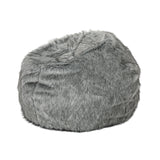 Lyndel Modern 3 Foot Faux Fur Bean Bag (Cover Only), Dark Gray and Light Gray Noble House