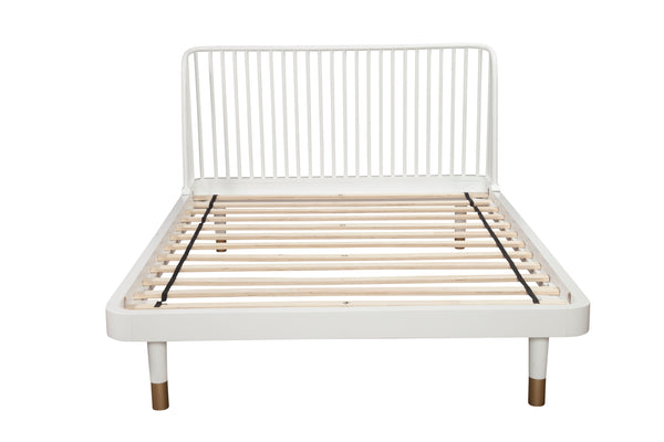 Alpine Furniture Madelyn Full Size Slat Back Platform Bed 2010-68F White Mahogany Solids & Veneer 58.5 x 79.5 x 43.5
