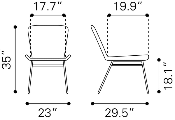 Zuo Modern Lorena Steel, Polyethylene Modern Commercial Grade Dining Chair Set - Set of 2 Natural, Black Steel, Polyethylene