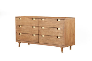 Alpine Furniture Easton Six Drawer Dressser 2088-03 Sand Mahogany Solids & Veneer 60 x 18 x 32