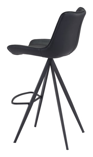 Zuo Modern Aki 100% Polyurethane, Plywood, Steel Modern Commercial Grade Barstool Set - Set of 2 Black 100% Polyurethane, Plywood, Steel