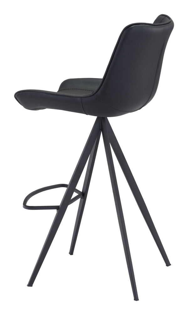 Zuo Modern Aki 100% Polyurethane, Plywood, Steel Modern Commercial Grade Barstool Set - Set of 2 Black 100% Polyurethane, Plywood, Steel