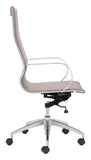 Zuo Modern Glider 100% Polyurethane, Plywood, Steel, Aluminum Alloy Modern Commercial Grade High Back Office Chair Taupe, Silver 100% Polyurethane, Plywood, Steel, Aluminum Alloy