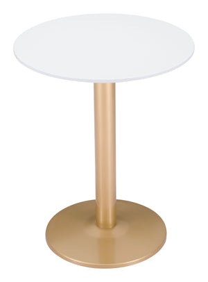 Zuo Modern Alto MDF, Steel Modern Commercial Grade Bistro Table White, Gold MDF, Steel