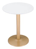 English Elm EE2667 MDF, Steel Modern Commercial Grade Bistro Table White, Gold MDF, Steel