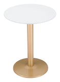 Zuo Modern Alto MDF, Steel Modern Commercial Grade Bistro Table White, Gold MDF, Steel