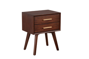 Alpine Furniture Gramercy 2 Drawer Nightstand 1978-02 Walnut Mahogany Solids & Veneer 20 x 15 x 25