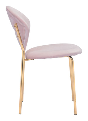 Zuo Modern Clyde 100% Polyester, Plywood, Steel Modern Commercial Grade Dining Chair Set - Set of 2 Pink, Gold 100% Polyester, Plywood, Steel