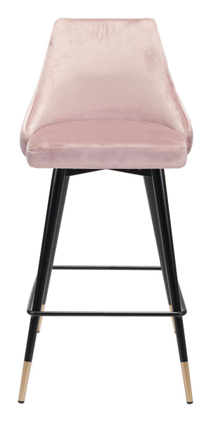 Zuo Modern Piccolo 100% Polyester, Plywood, Steel Modern Commercial Grade Counter Stool Pink, Black, Gold 100% Polyester, Plywood, Steel
