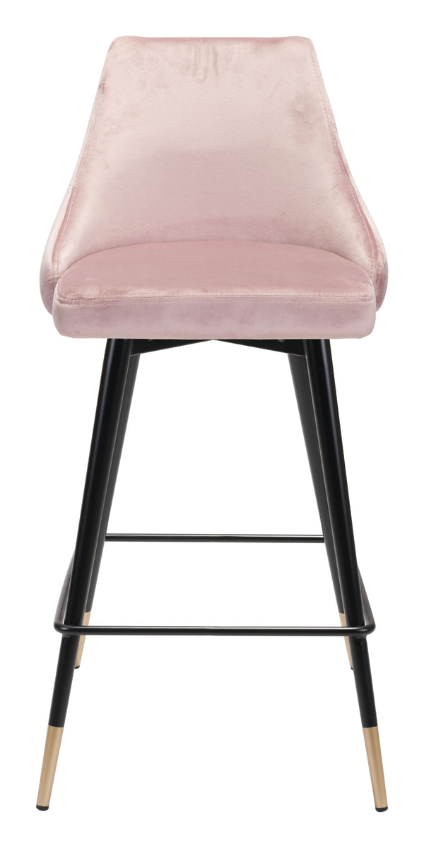 Zuo Modern Piccolo 100% Polyester, Plywood, Steel Modern Commercial Grade Counter Stool Pink, Black, Gold 100% Polyester, Plywood, Steel