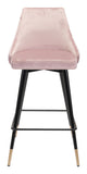 Zuo Modern Piccolo 100% Polyester, Plywood, Steel Modern Commercial Grade Counter Stool Pink, Black, Gold 100% Polyester, Plywood, Steel