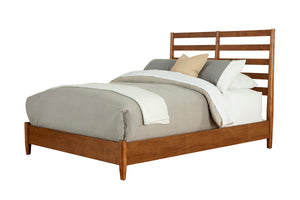 Alpine Furniture Flynn Retro Full Bed w/Slat Back Headboard, Acorn 1066-28F Acorn Mahogany Solids & Okoume Veneer 58.5 x 81 x 52