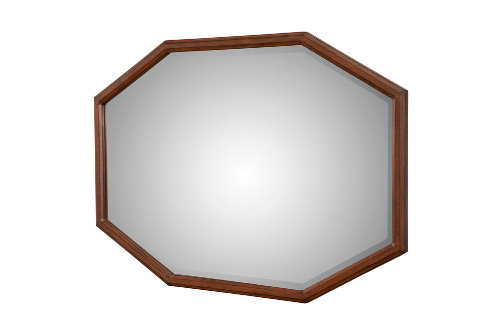 Trig Mirror - Octagonal Beveled Glass Accent with Pine Frame for Bedroom and Home Decor Style